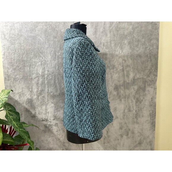 Ambition Blazer Jacket Women's size L Multi Tweed Wool Blend Large Button Front - Picture 4 of 14